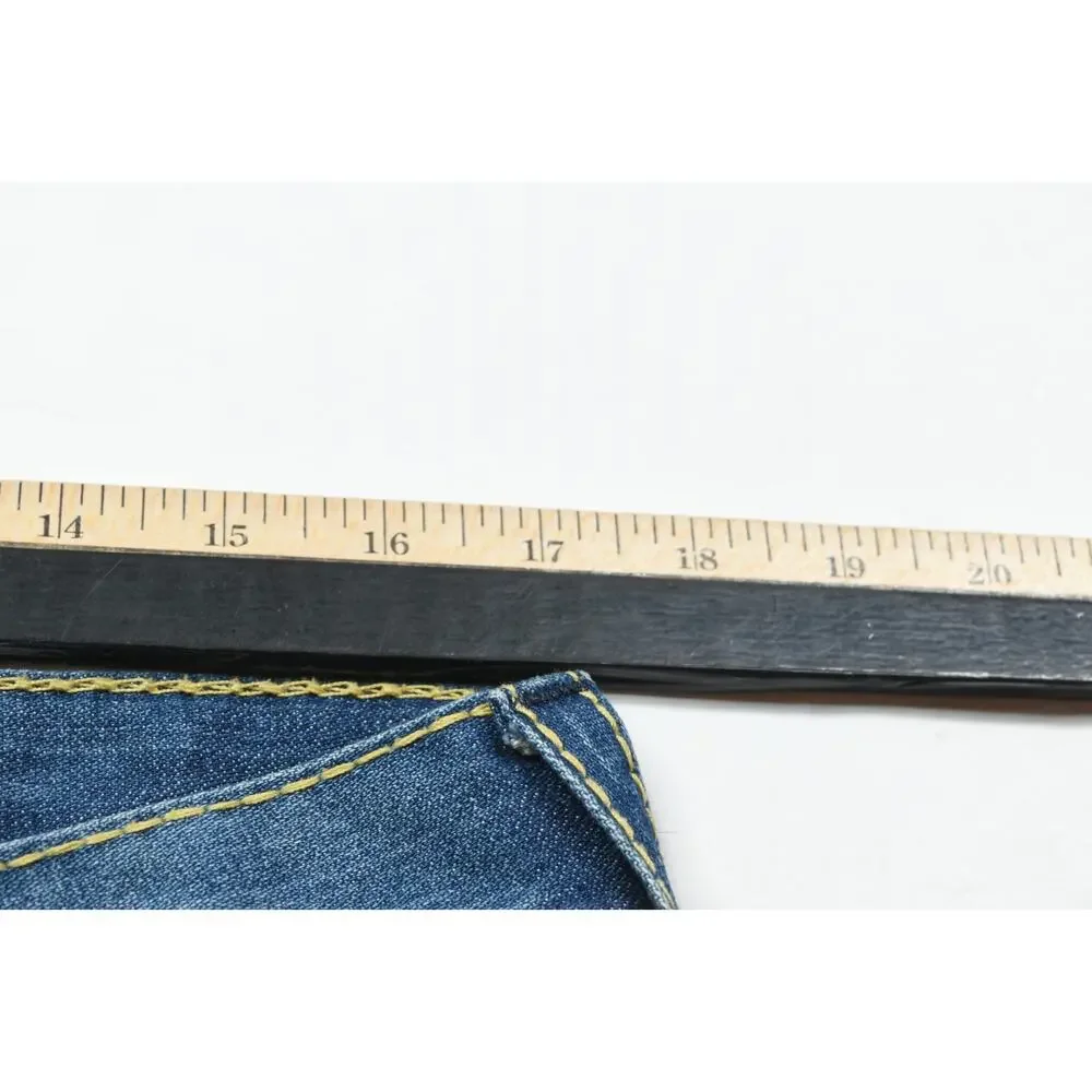 True Religion Slim Flap Gold Big T Jeans Mens 33 Blue Straight Leg Denim